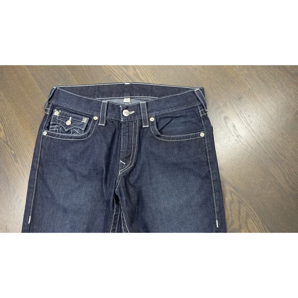 True Religion Jean Straight w/flap Dark Wash Blue 33X34‎
